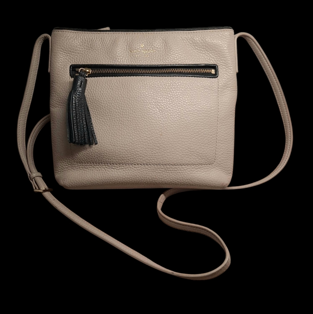 Kate Spade Chester Street Dessi Tan with Black Trim Pebble Leather Crossbody